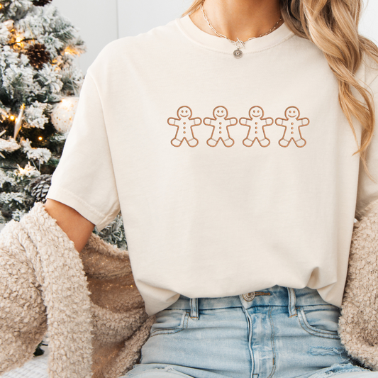 Gingerbread Men Embroidered T-Shirt