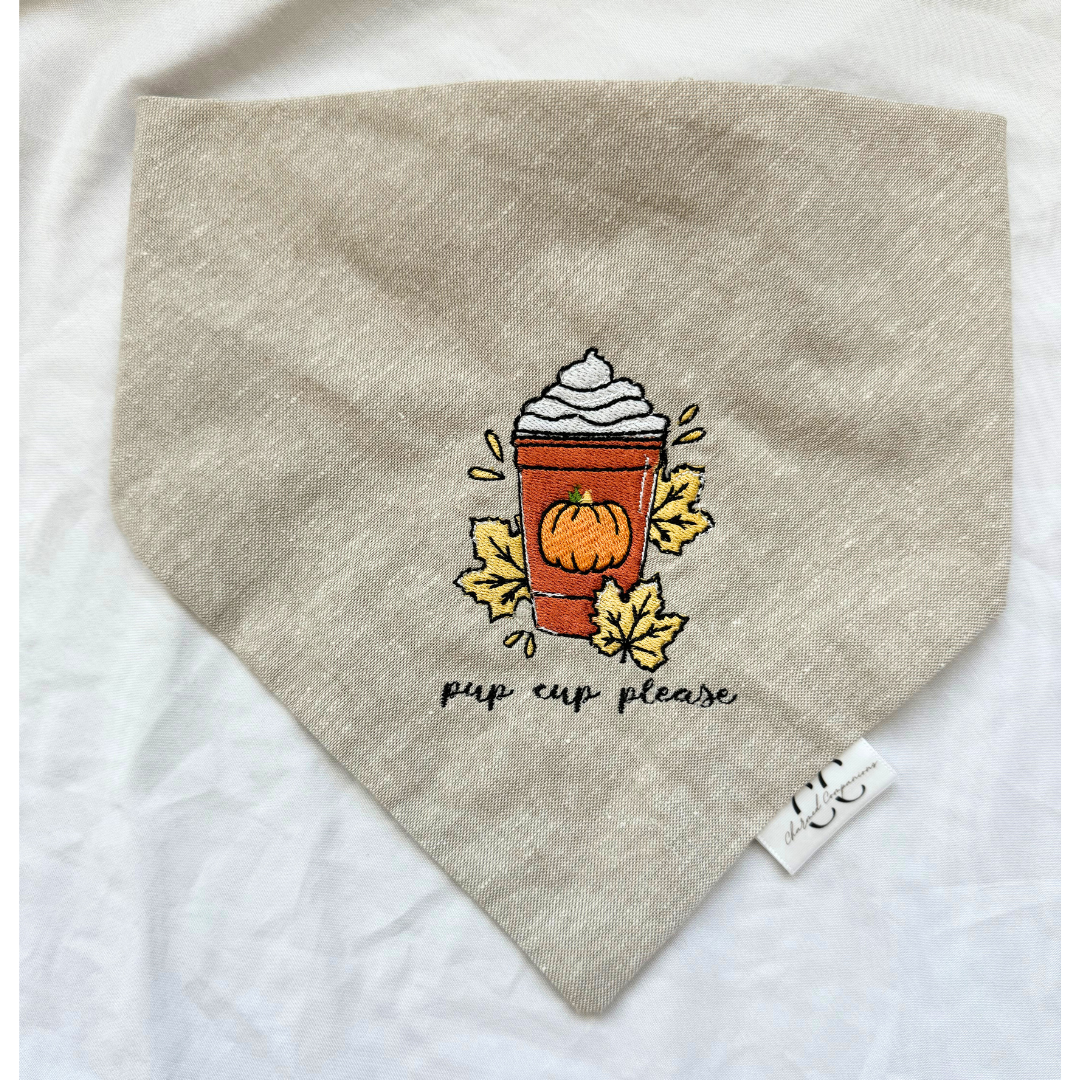 Pup Cup Please Embroidered Scrunchie Bandana