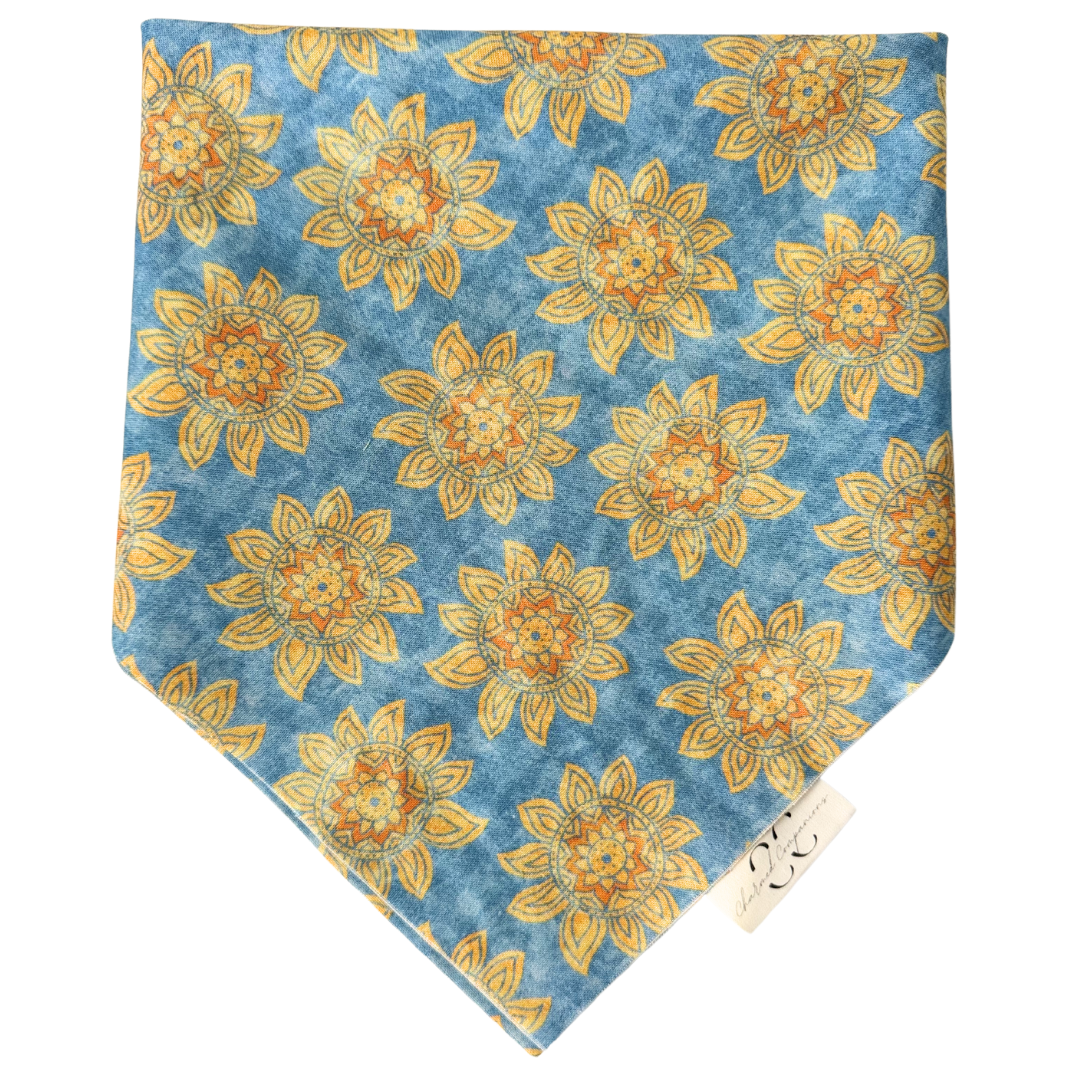 Boho Sunflower Scrunchie Dog Bandana