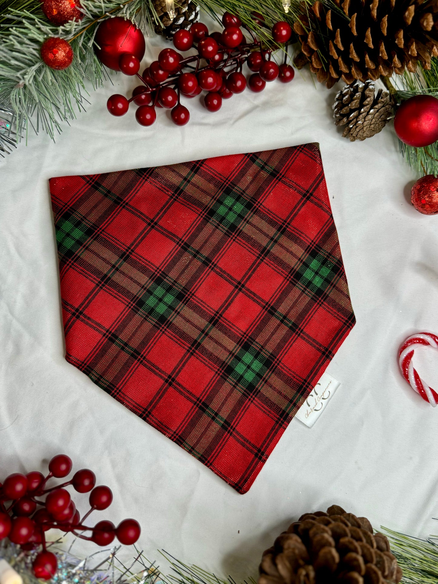 Christmas Scrunchie Dog Bandana- Holiday Tinsel